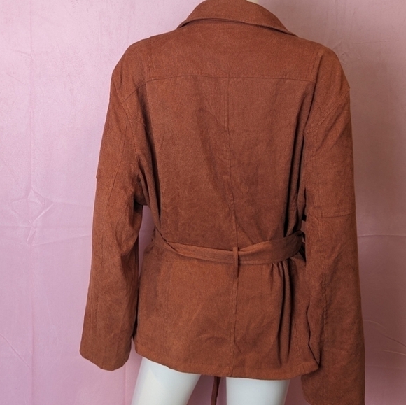 Davi & Dani Orange Corduroy Belted Jacket with Pockets size 3X - Picture 4 of 7